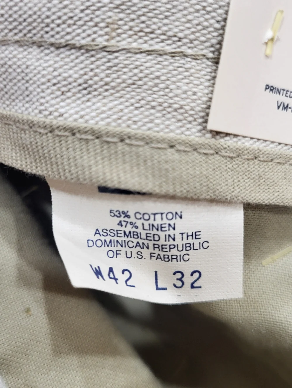 NWT Dockers Men's 42 Classic Linen Cotton Pants Trousers Khakis Beige Casual